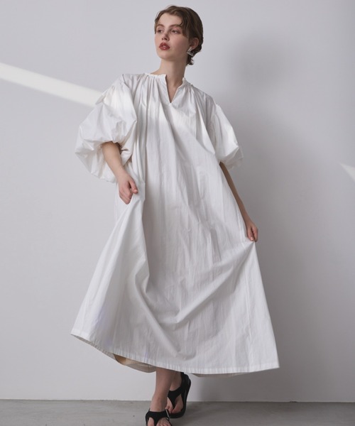 ハーフスリーブギャザーワンピース（ワンピース）｜PERNA（ペルナ）の