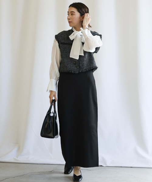 select MOCA（セレクトモカ）の「【セレモニー】前後2WAYボウタイシアーブラウス（シャツ/ブラウス・レディース・オフホワイト/ブラック/ベージュ・LARGE/MEDIUM）」の10枚目の写真