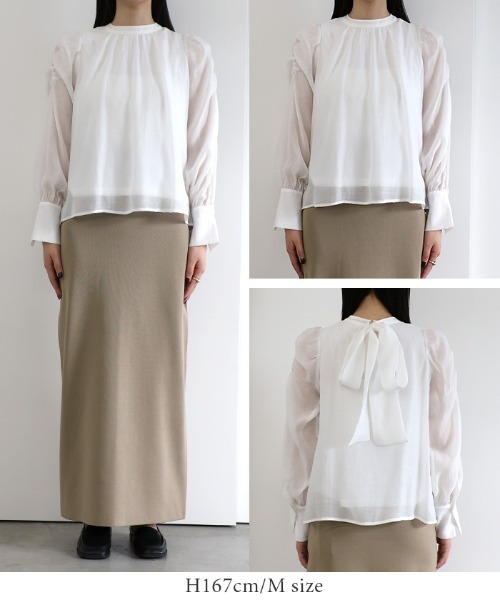 セール】【セレモニー】前後2WAYボウタイシアーブラウス（シャツ