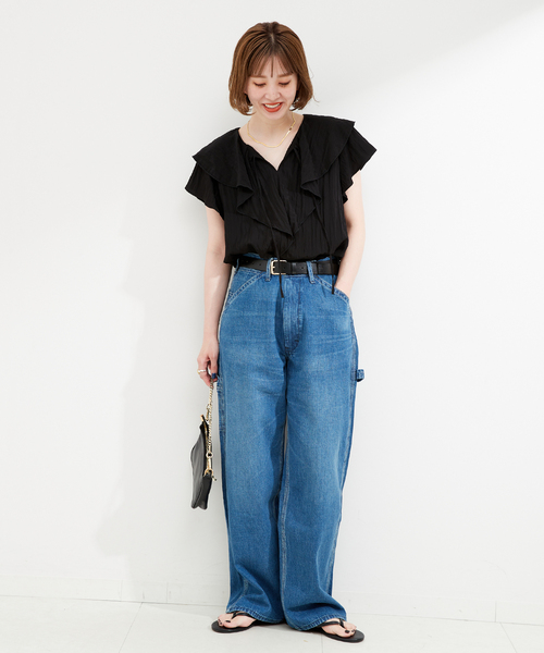 ラッフルカラー半袖ブラウス（シャツ/ブラウス）｜B.C STOCK（ベーセー