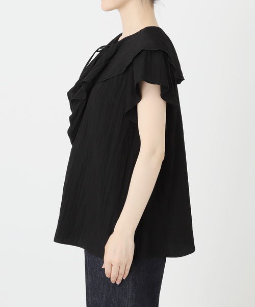 美品♡ ヘイブ 半袖 春夏 クロスラッフルトップ カットソー ブラウス 黒 美品♡ ヘイブ 半袖 春夏 クロスラッフルトップ カットソー
