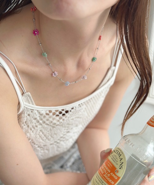 CRYSTAL HAZE フラワー 花 ビーズ チェーン ネックレス/関税込 セール】フラワービーズチェーンネックレス（ネックレス）｜iso