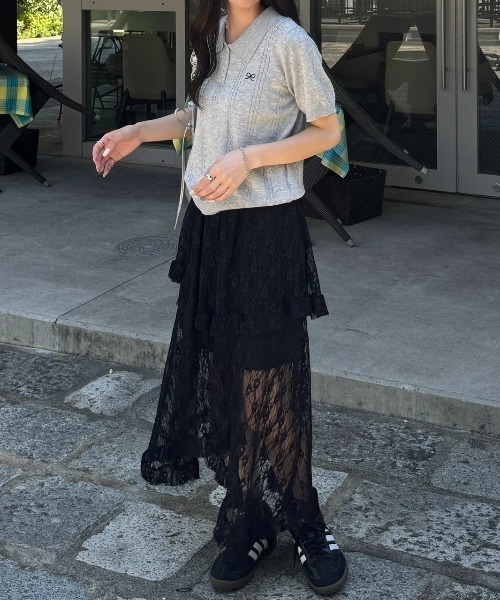 nemne store（ネンネストア）の「《Delfy》ワンポイントリボンニットポロ（ポロシャツ・レディース・ライトブルー/グレー/ピンク/イエロー/クリーム・フリー）」の10枚目の写真