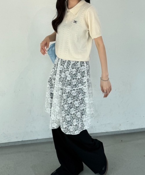 nemne store（ネンネストア）の「《Delfy》ワンポイントリボンニットポロ（ポロシャツ・レディース・ライトブルー/グレー/ピンク/イエロー/クリーム・フリー）」の13枚目の写真