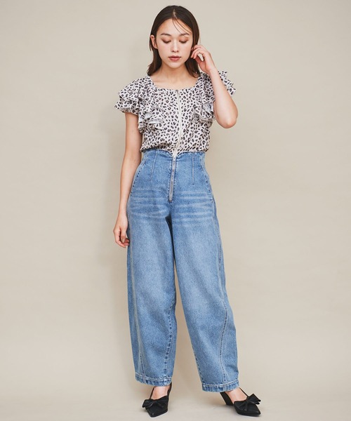31 Sons de mode(トランテアン ソン ドゥ モード)の「フロントジップカーブデニムパンツ(デニムパンツ・レディース・ブラック/サックスブルー・36/38)」の20枚目の写真