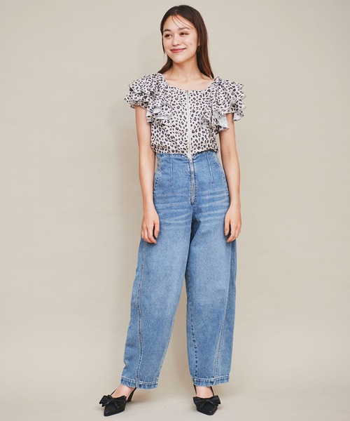 31 Sons de mode(トランテアン ソン ドゥ モード)の「フロントジップカーブデニムパンツ(デニムパンツ・レディース・ブラック/サックスブルー・36/38)」の21枚目の写真