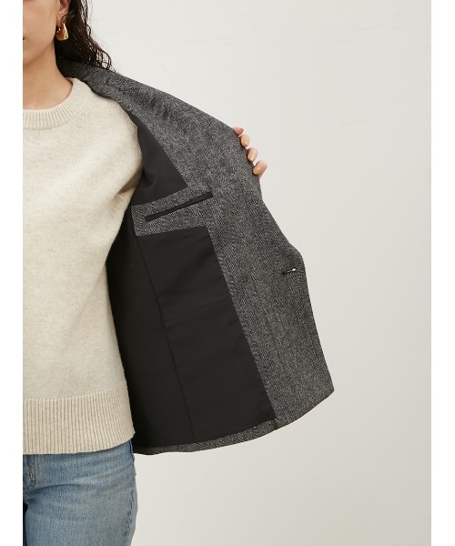 Mila Owen(ミラオーウェン)の「金釦ダブルブレストツイードブレザー(テーラードジャケット・レディース・ブラック/ベージュ・FREE)」の12枚目の写真