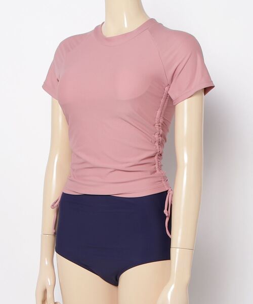 水着・ラッシュガード Shirring Halter Swimwear ラッシュガード 水着 フロント ジッパー ハイレグ スイムドレス