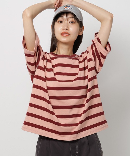 niko and...（ニコアンド）の「バックステッチベーシックTシャツ（Tシャツ/カットソー・レディース・ホワイト/ブラック/ピンク/ブルー/オフホワイト/ライトグリーン・MEDIUM/SHORT）」の6枚目の写真