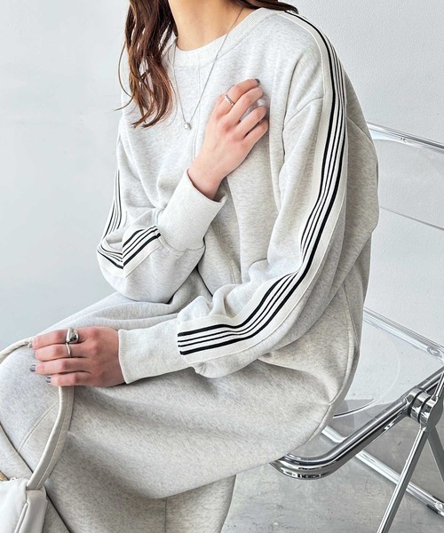 GeeRA（ジーラ）の「裏起毛ラインスウェットワンピース（ワンピース・レディース・ブラック/オートミール・MEDIUM/LARGE）」の7枚目の写真