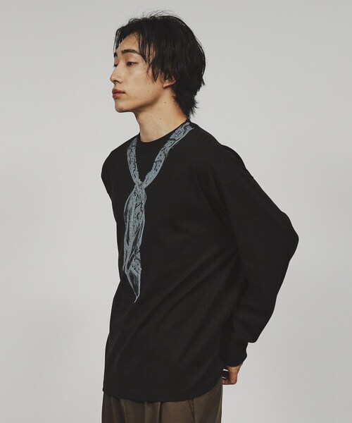 希少美品✨サカイ　パネルTシャツ　ドッキング　スカーフ柄　リネン sacai サカイ異素材ドッキングスカーフ柄パネルTシャツリネンM