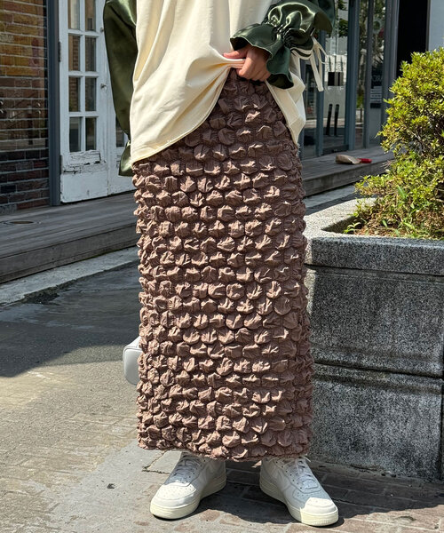 CIAOPANIC(チャオパニック)の「ぽこぽこシャーリングIラインスカート(スカート・レディース・ブラウン/ホワイト/アイボリー/ブラック・FREE)」の18枚目の写真
