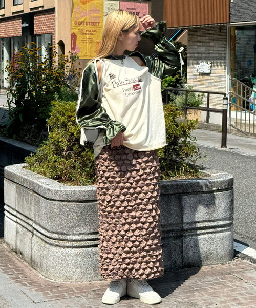 CIAOPANIC(チャオパニック)の「ぽこぽこシャーリングIラインスカート(スカート・レディース・ブラウン/ホワイト/アイボリー/ブラック・FREE)」の14枚目の写真