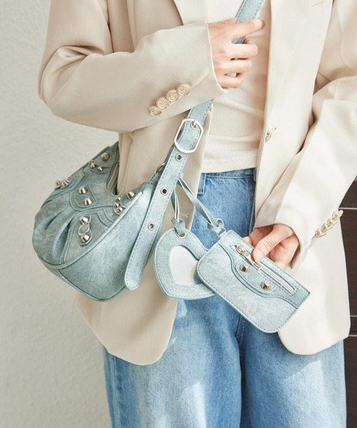 セール】ハートミラー＆ポーチ付き 2WAYショルダーバッグ