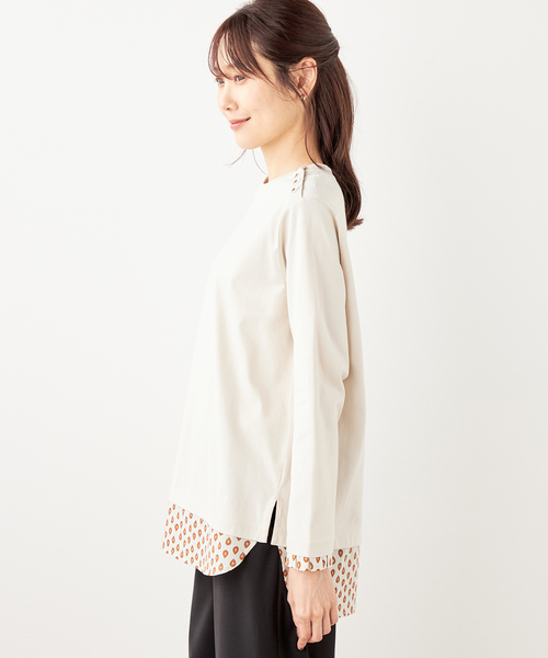 DECOY SINCE 1981(デコイシンスイチキュウハチイチ)の「【les OLIVADES】レイヤード風プルオーバー(Tシャツ/カットソー・レディース・ベージュ/ネイビー・M/L/LL)」の3枚目の写真