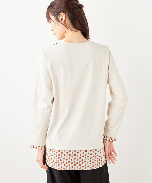 DECOY SINCE 1981(デコイシンスイチキュウハチイチ)の「【les OLIVADES】レイヤード風プルオーバー(Tシャツ/カットソー・レディース・ベージュ/ネイビー・M/L/LL)」の4枚目の写真