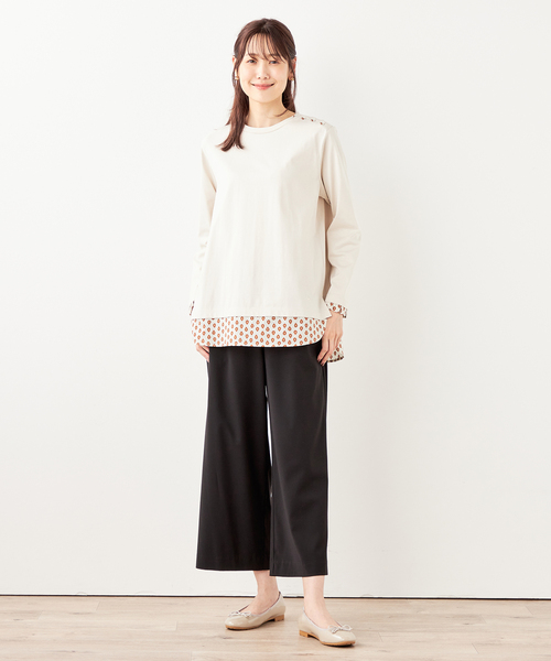 DECOY SINCE 1981(デコイシンスイチキュウハチイチ)の「【les OLIVADES】レイヤード風プルオーバー(Tシャツ/カットソー・レディース・ベージュ/ネイビー・M/L/LL)」の11枚目の写真