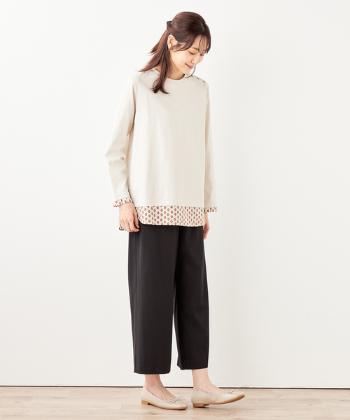 DECOY SINCE 1981(デコイシンスイチキュウハチイチ)の「【les OLIVADES】レイヤード風プルオーバー(Tシャツ/カットソー・レディース・ベージュ/ネイビー・M/L/LL)」の12枚目の写真