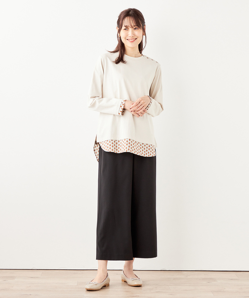 DECOY SINCE 1981(デコイシンスイチキュウハチイチ)の「【les OLIVADES】レイヤード風プルオーバー(Tシャツ/カットソー・レディース・ベージュ/ネイビー・M/L/LL)」の13枚目の写真