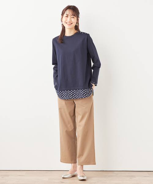 DECOY SINCE 1981(デコイシンスイチキュウハチイチ)の「【les OLIVADES】レイヤード風プルオーバー(Tシャツ/カットソー・レディース・ベージュ/ネイビー・M/L/LL)」の14枚目の写真