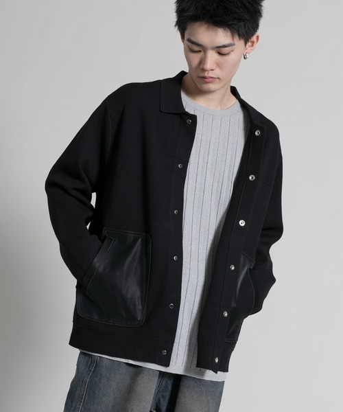 aimoha(アイモハ)の「【aimoha neo】 Chic Contrast Pocket Jacket(カーディガン/ボレロ・メンズ・ブラック・LARGE/X-LARGE/XX-LARGE/XXX-LARGE/XXXX-LARGE)」の3枚目の写真