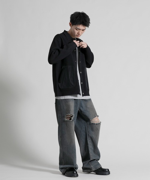 aimoha(アイモハ)の「【aimoha neo】 Chic Contrast Pocket Jacket(カーディガン/ボレロ・メンズ・ブラック・LARGE/X-LARGE/XX-LARGE/XXX-LARGE/XXXX-LARGE)」の10枚目の写真