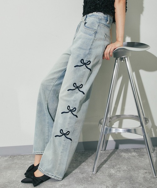 サイド刺繍リボンデニムパンツ（デニムパンツ）｜ANOTHER S（アナザーエス）