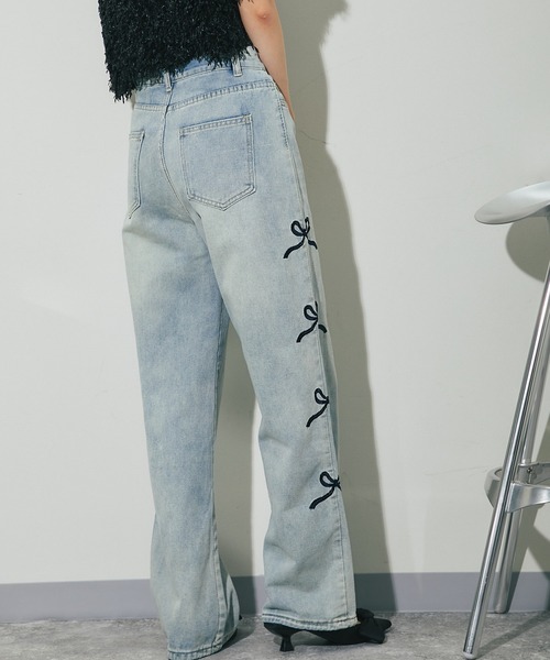 ANOTHER S(アナザーエス)の「サイド刺繍リボンデニムパンツ(デニムパンツ・レディース・ブルー・S/M/L)」の9枚目の写真