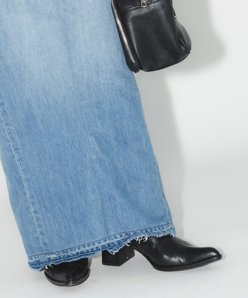 Bonum(ボナム)の「デニムロングスカート(デニムスカート・レディース・コバルトブルー・30/28/26)」の4枚目の写真