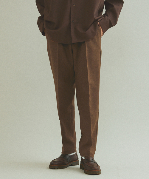 417 EDIFICE（フォーワンセブンエディフィス）の「”LANATEC”メランジツイル 1タックパンツ（スラックス・メンズ・ブラック/ベージュ/ブラウン/ボルドー/グリーン・SMALL/MEDIUM/LARGE）」の3枚目の写真