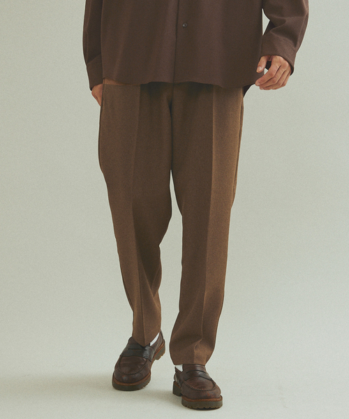417 EDIFICE（フォーワンセブンエディフィス）の「”LANATEC”メランジツイル 1タックパンツ（スラックス・メンズ・ブラック/ベージュ/ブラウン/ボルドー/グリーン・SMALL/MEDIUM/LARGE）」の22枚目の写真