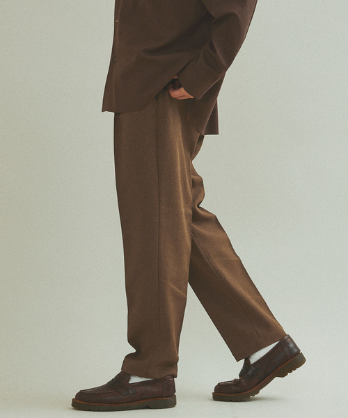 417 EDIFICE（フォーワンセブンエディフィス）の「”LANATEC”メランジツイル 1タックパンツ（スラックス・メンズ・ブラック/ベージュ/ブラウン/ボルドー/グリーン・SMALL/MEDIUM/LARGE）」の21枚目の写真