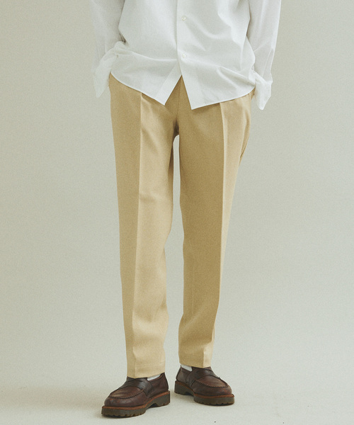 417 EDIFICE（フォーワンセブンエディフィス）の「”LANATEC”メランジツイル 1タックパンツ（スラックス・メンズ・ブラック/ベージュ/ブラウン/ボルドー/グリーン・SMALL/MEDIUM/LARGE）」の14枚目の写真