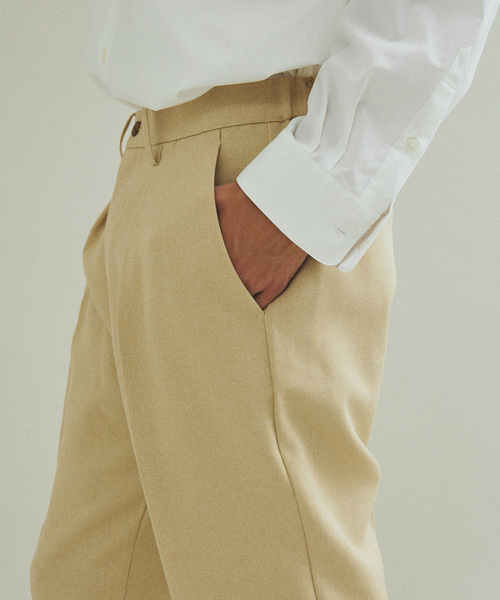 417 EDIFICE（フォーワンセブンエディフィス）の「”LANATEC”メランジツイル 1タックパンツ（スラックス・メンズ・ブラック/ベージュ/ブラウン/ボルドー/グリーン・SMALL/MEDIUM/LARGE）」の8枚目の写真