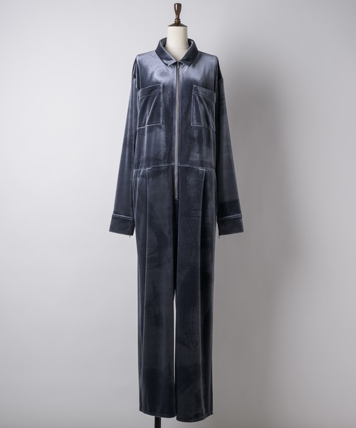 yae(ヤエ)の「Fastener slit velours jumpsuit / ファスナースリットベロアジャンプスーツ(つなぎ/オールインワン・レディース・カーキ/ブラック/グレー・36/38)」の19枚目の写真