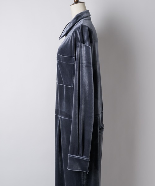 yae(ヤエ)の「Fastener slit velours jumpsuit / ファスナースリットベロアジャンプスーツ(つなぎ/オールインワン・レディース・カーキ/ブラック/グレー・36/38)」の20枚目の写真