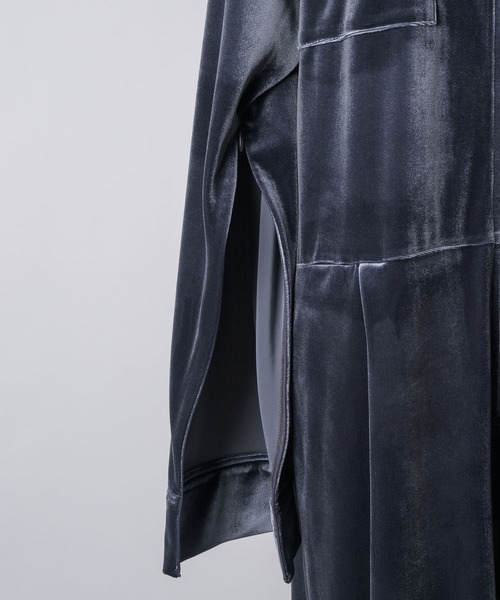 yae（ヤエ）の「Fastener slit velours jumpsuit / ファスナースリット