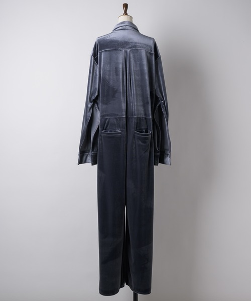 Yae オールインワン つなぎ Fastener slit velours jumpsuit / ファスナースリットベロアジャンプ