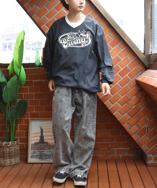 ８(eight)（エイト）の「ナイロンＶネックプルオーバー（ナイロンジャケット・メンズ・オフホワイト/ブラック/ネイビー・LARGE/MEDIUM）」の8枚目の写真