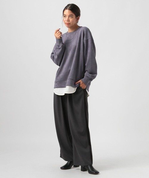 BAYFLOW（ベイフロー）の「フェイクスウェードレイヤードプルオーバー（スウェット・レディース・ピンク/モカ/パープル/アイボリー・FREE）」の9枚目の写真