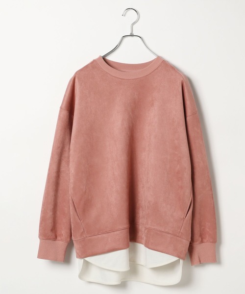 BAYFLOW（ベイフロー）の「フェイクスウェードレイヤードプルオーバー（スウェット・レディース・ピンク/モカ/パープル/アイボリー・FREE）」の10枚目の写真