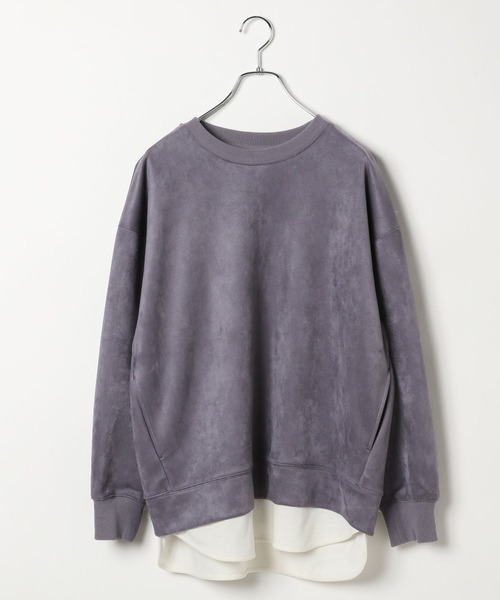 BAYFLOW（ベイフロー）の「フェイクスウェードレイヤードプルオーバー（スウェット・レディース・ピンク/モカ/パープル/アイボリー・FREE）」の15枚目の写真