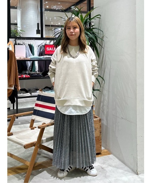 BAYFLOW（ベイフロー）の「フェイクスウェードレイヤードプルオーバー（スウェット・レディース・ピンク/モカ/パープル/アイボリー・FREE）」の5枚目の写真