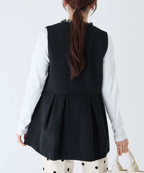 INCEDE（インシード）の「ツイードフリンジベスト（ベスト・レディース・ブラック系その他/ブラック・L/M/LL）」の4枚目の写真