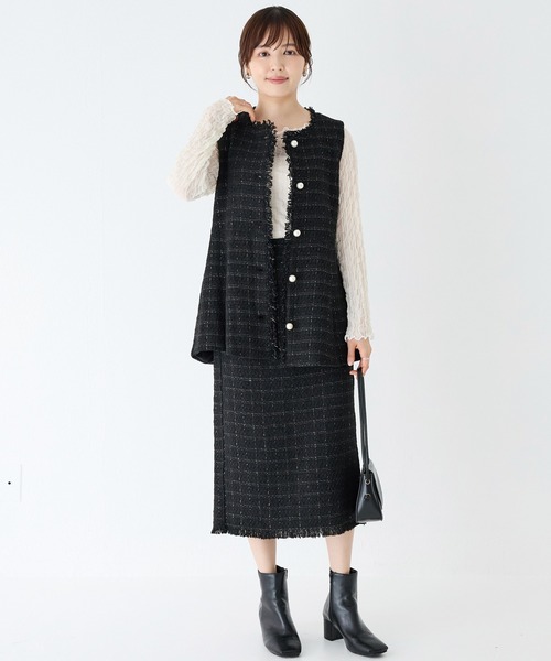 INCEDE（インシード）の「ツイードフリンジベスト（ベスト・レディース・ブラック系その他/ブラック・L/M/LL）」の10枚目の写真