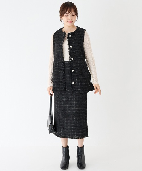 INCEDE（インシード）の「ツイードフリンジベスト（ベスト・レディース・ブラック系その他/ブラック・L/M/LL）」の11枚目の写真