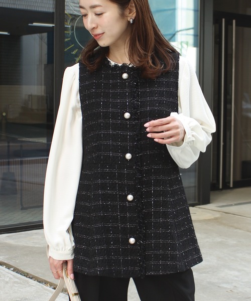 slobe iena 24ＡＷ　ツイードフリンジベスト SLOBE IENA ツイードフリンジベスト ￥20900 入学式 卒業式 イエナ