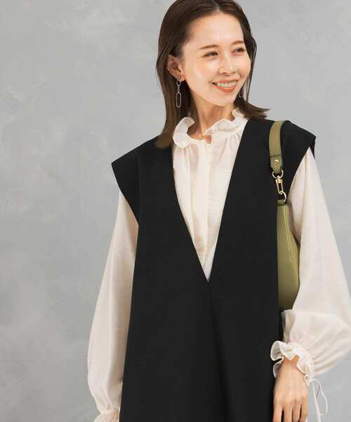 URBAN RESEARCH ROSSO WOMEN（アーバンリサーチ　ロッソ）の「『WEB限定』メルトンVネックベスト（ベスト・レディース・アイボリー/ブラック・FREE）」の6枚目の写真