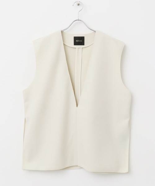 URBAN RESEARCH ROSSO WOMEN（アーバンリサーチ　ロッソ）の「『WEB限定』メルトンVネックベスト（ベスト・レディース・アイボリー/ブラック・FREE）」の14枚目の写真
