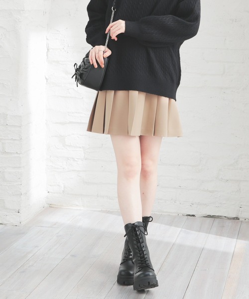 Honeys（ハニーズ）の「ミニプリーツスカート（スカート・レディース・キャメル/杢グレー/ブラック・SS/S/M/L/LL）」の3枚目の写真